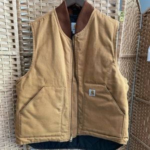 Carhartt  Brown Duck Vest Arctic Quilted Lined Coat Jacket V01 BRN Full Zip L